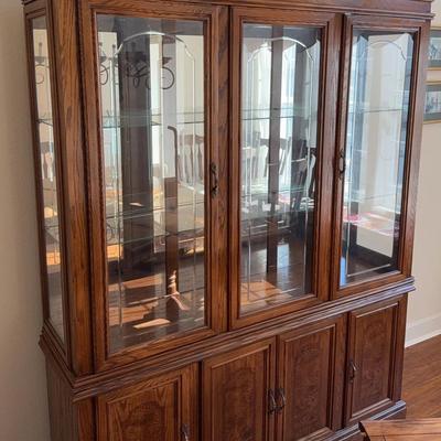 Wooden China Cabinet W/ Glass Doors | 62x17x78