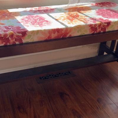 Bench W/ Floral Cushion | 38x16x18