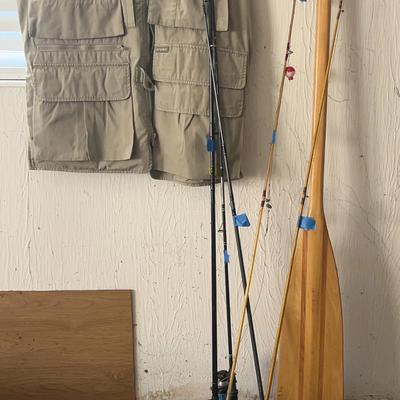Fishing Poles (5) | Fishing Vest | Tackle Box | Oar