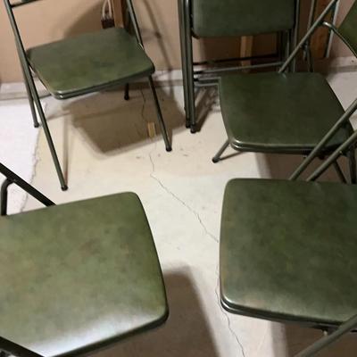 Set of Vintage Green Metal Folding Chairs