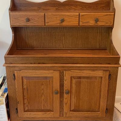 Solid Oak Server / Dry Sink with Drawers & Cabinet Storage | 43x19x51