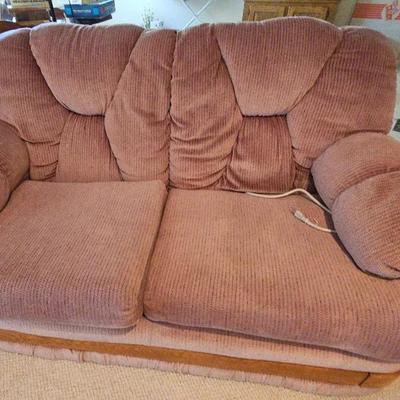 Vintage Mauve Corduroy Reclining Loveseat