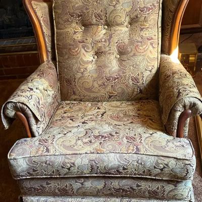 Paisley Patterned Swivel Rocking Chair