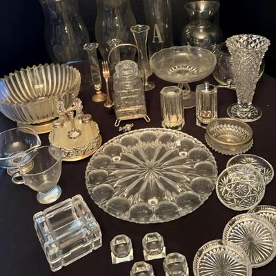 Glassware Collection with Vases, Coasters & Decorative Platter