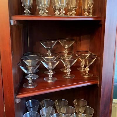 Mid-Century Silver Rim Glassware Collection