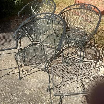 Black Metal Patio Chairs, Tables & Plant Stand