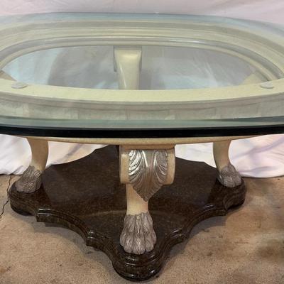 Glass Top Oval Coffee Table 