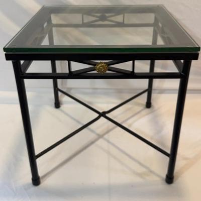 Frontgate - Glass Top Metal Frame Side Table 