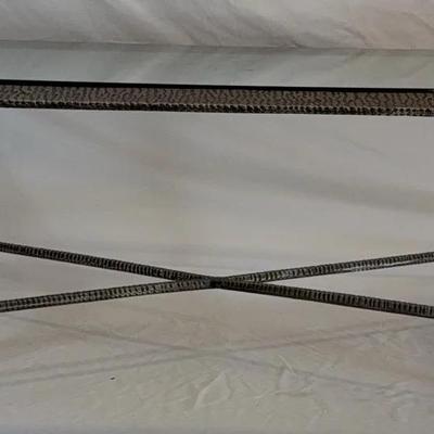 Glass Top Coffee Table with Texture Metal Frame 