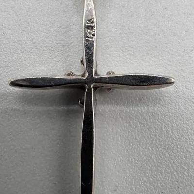 14k White Gold Cross Pendant 
