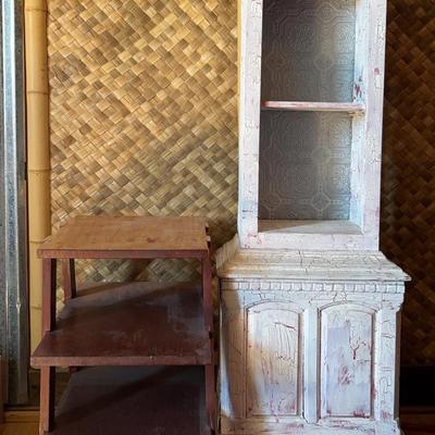 Display Cabinet With A Wooden Nightstand 3open Shelves