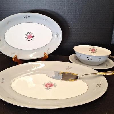 Seyei Fine Bone China (2129) Serving Platters & Gravy W Yamaza Server