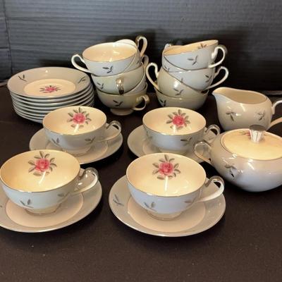 Seyei China Cups, Saucers, Creamer And Sugar Bowl