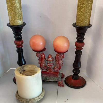 Large Candlesticks With Candles