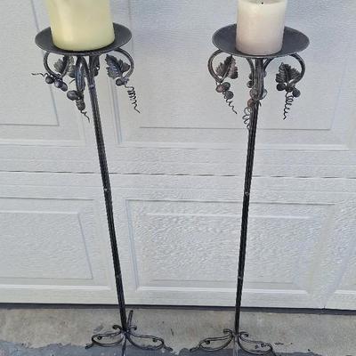 Wrought Iron Floor Candle Holders (Quantity 2)
