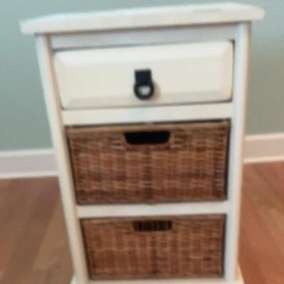 Occasional Side Table With Drawer And Two Open Shelves With Baskets