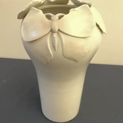 Vintage Fitz And Floyd Matte Pottery Butterfly Vase