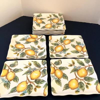 Set Of 8 Square Lemon Plates