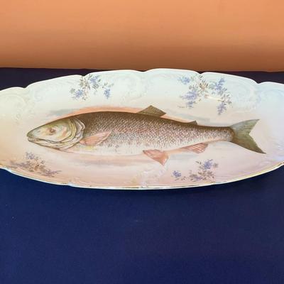 Numbered Hand Painted Fish Oval Platter Made In Austria