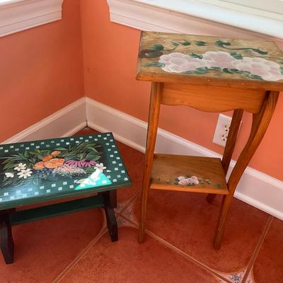 Hand Painted Stool & Small Table