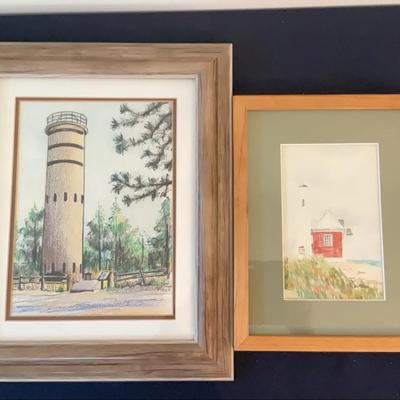 Pair Of Beach Themed Signed Pictures