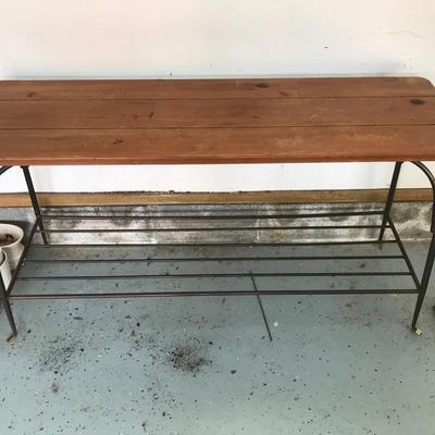 Metal Frame with Wood Top Utility Table