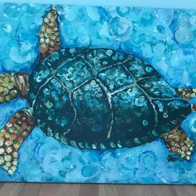 Aquatic Sea Turtle On Canvas