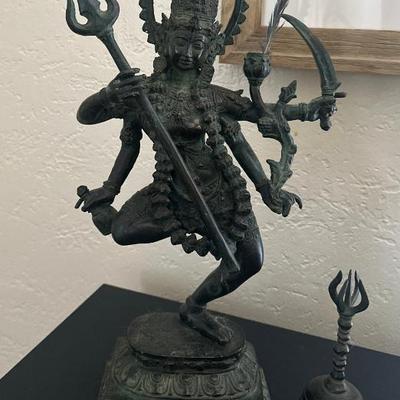 Metal casting of Shiva with a Trishula