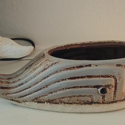 Figural Whale art pottery vase