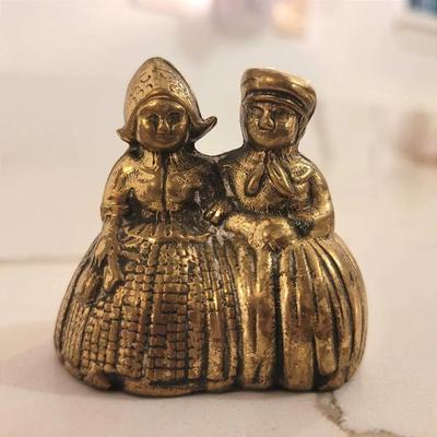 Mid-Century Vintafe Solid Brass Couple Dinner Bell - England