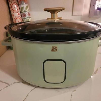 Beautiful By Drew Barrymore Sage Green Crock Pot