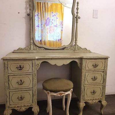 Vintage Vanity And Stool