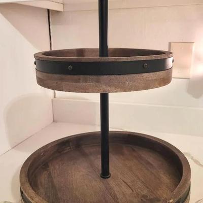 Large Two-Tiered Wood Lazy Susan