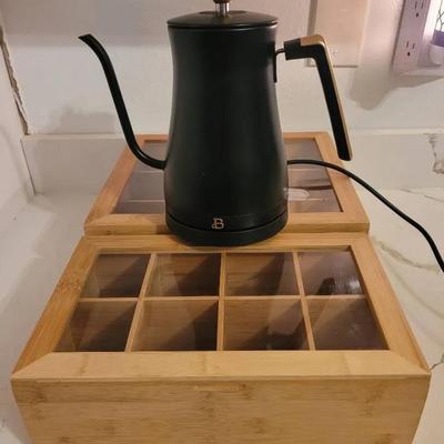 Beautiful Brand Elextric Tea Kettle With Wood Tea Organizers