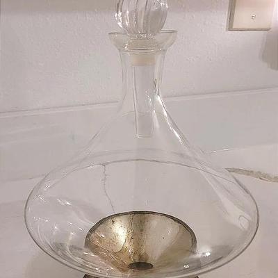 Orbital Decanter With Silver Plated Base