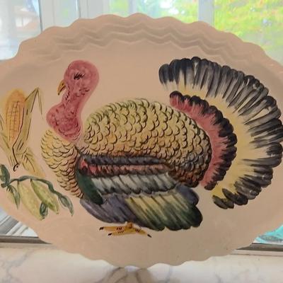 Italian Hand-Painted Turkey Platter – Marked E.&B. 7739