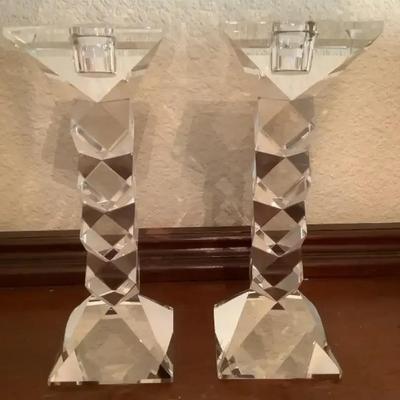 Oleg Cassini Glass Candlesticks