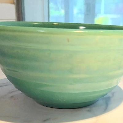 Green Glazed Mixing Bowl – McCoy/Watt Pottery Style, Marked “12”