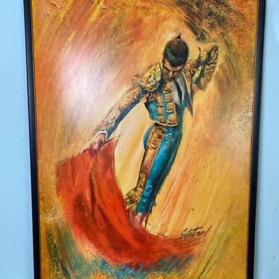 “Pase Natural” Matador Painting – Signed Estatan Textured Print