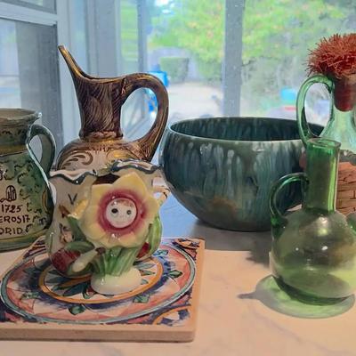 Eclectic Collection of Vintage Pottery & Glass – Mixed European Styles
