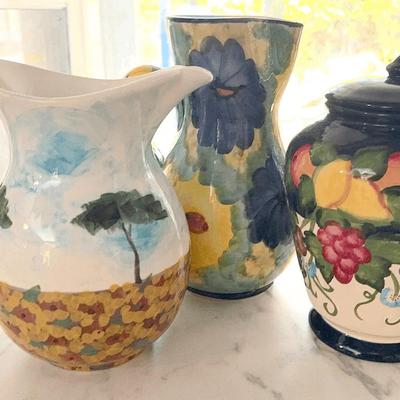 Colorful Pitcher and Canisters