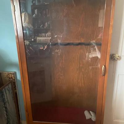 Wood & Glass Gun Cabinet with Drawer