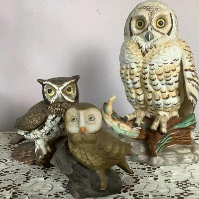 Porcelain Owl Figurines – Hand-Painted