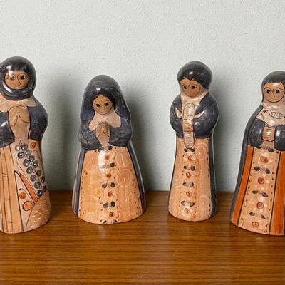 Hand-Painted Folk Art Clay Figures