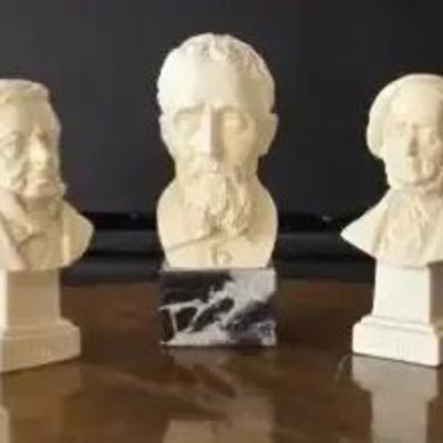 Set of 3 Classical Composer Busts – Beethoven, Bach, and Michelangelo