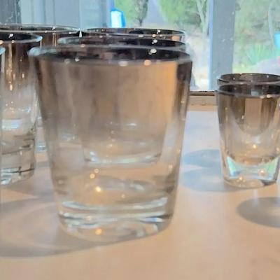 Set of 12 Silver Fade Bar Glasses – Dorothy Thorpe Style, Mid-Century Modern