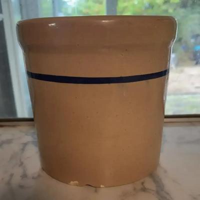 Stoneware Crock with Blue Band