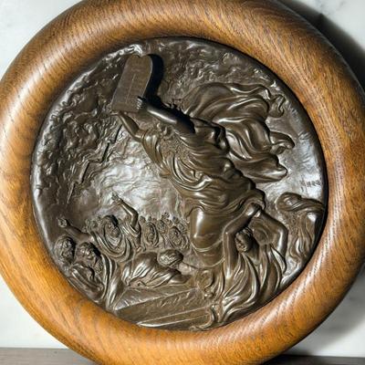 Limited Edition Bronze Wall Plaque – Moses and the Ten Commandments by Merri Roderick (1986)