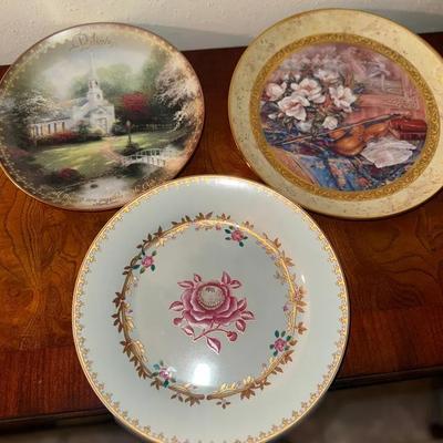 Lot of 3 Collector Plates – Thomas Kinkade, Lena Liu & Avon Abigail Adams (1980s–2000s)