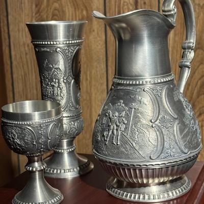 German Pewter Pitcher & Goblets Set – SKS Zinn Design